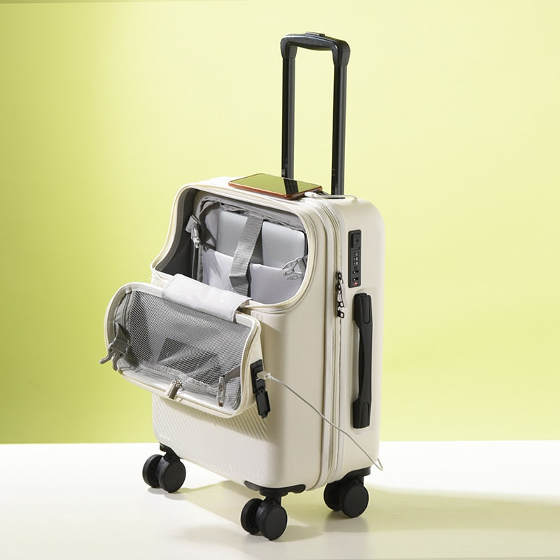 20/24 Inch Trolley Travel Suitcase - White