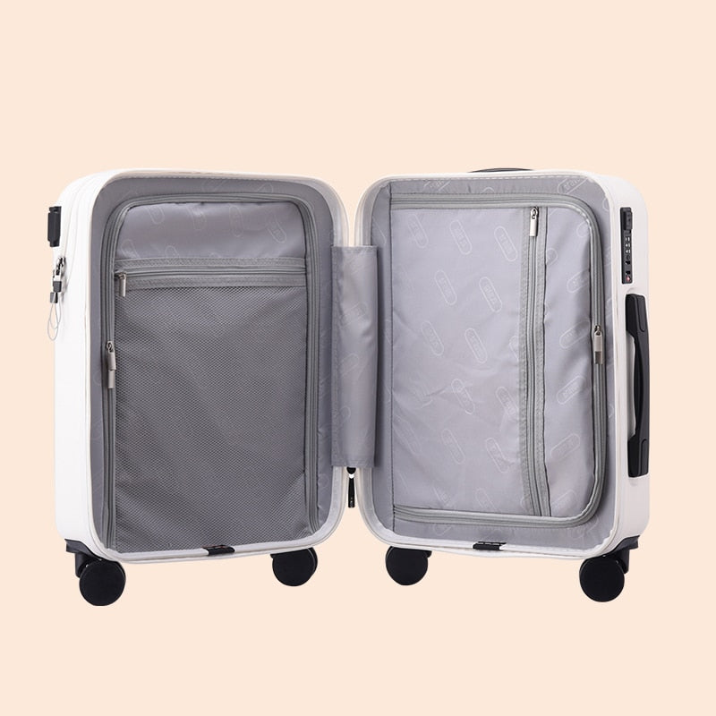 20/24 Inch Trolley Travel Suitcase - White