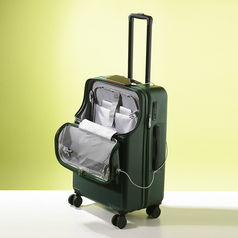 20/24 Inch Trolley Travel Suitcase - Green